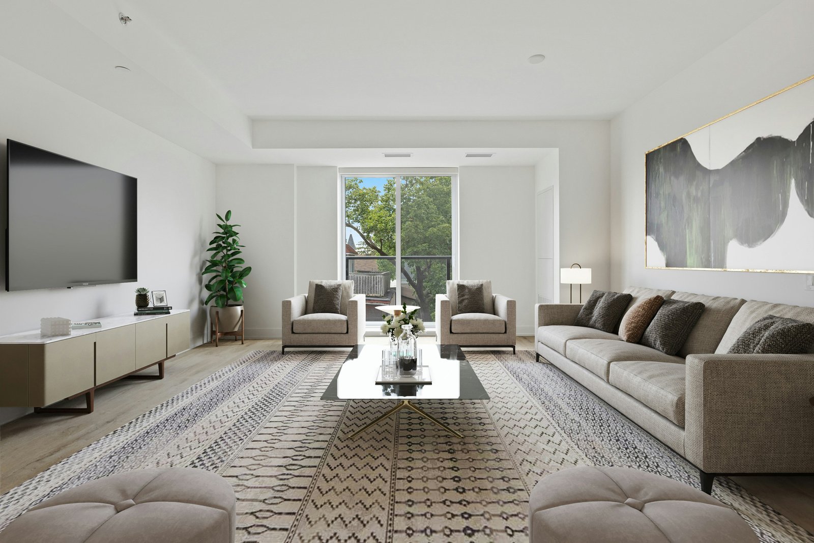 Sofa auf Teppich in einem Wohnzimmer